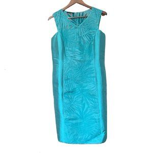 Lafayette 148 New York Turquoise Sleeveless Silk Cocktail Dress
